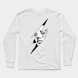 Lightning with a crying young woman embedded in it. Long Sleeve T-Shirt